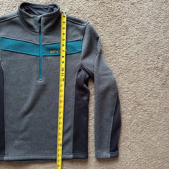 Spyder Sweater Mens Small 1/4 Zip Mock Neck Fleece Grey Long Sleeve - Picture 8 of 11